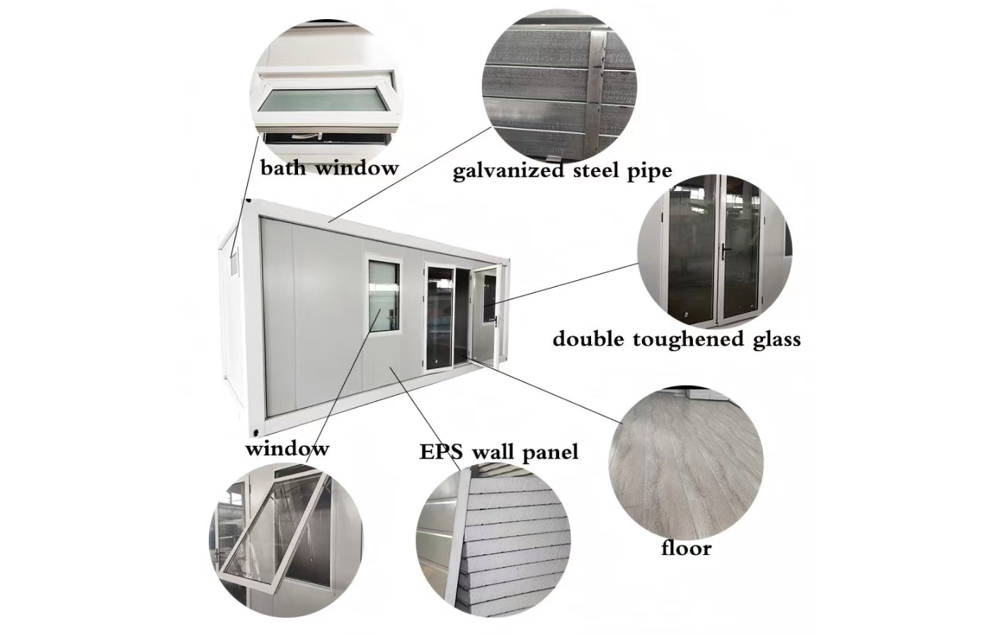 Casa container fissa personalizzata da 20 piedi con finestra dal pavimento al soffitto Casa container fissa personalizzata da 20 piedi con finestra dal pavimento al soffitto